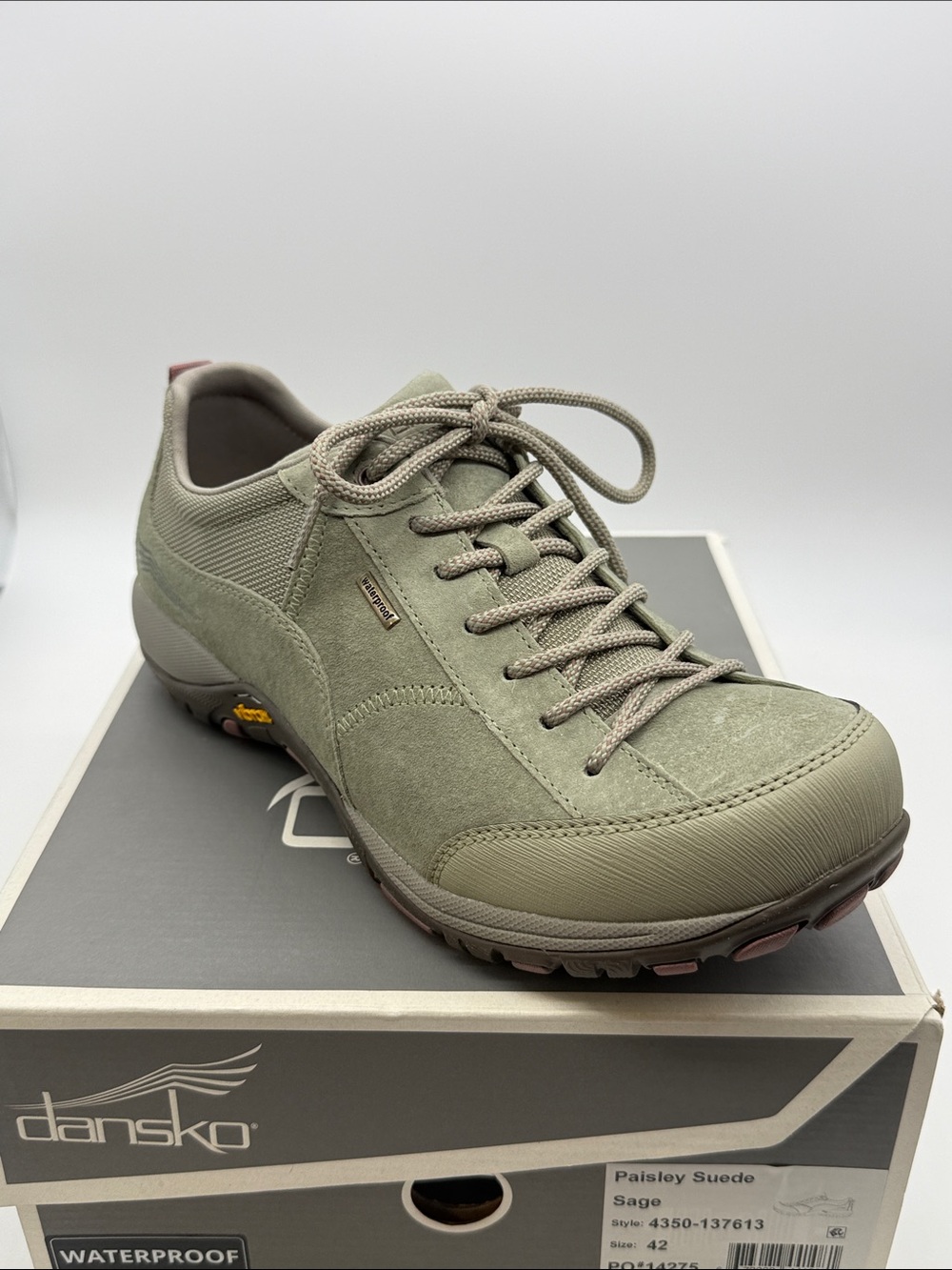 Dansko Paisley Suede Lace-Up Shoe in Sage Green